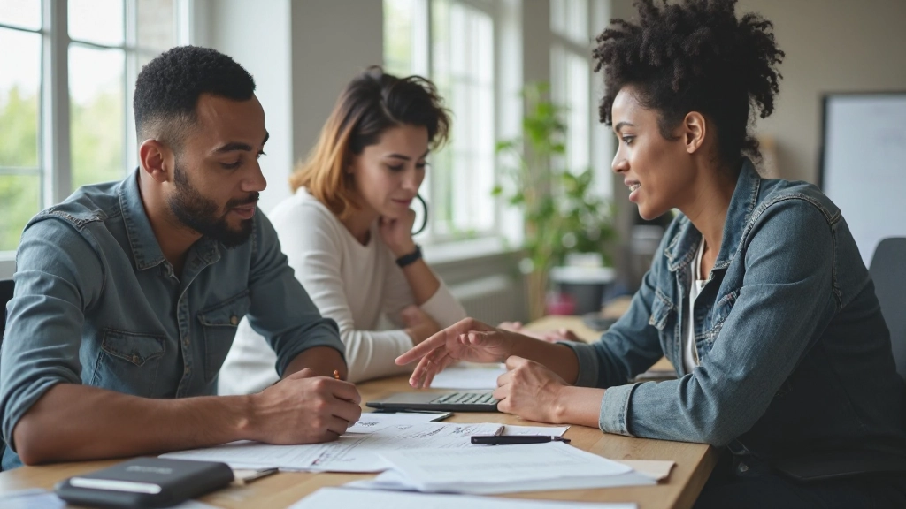Professioneel beeld van diverse mensen die samenwerken in modern kantoor met natuurlijk licht, twee personen met twee handen zichtbaar, anatomisch correct