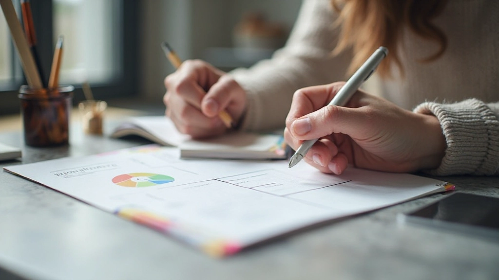 Doelen notities en planningsdocumenten op werkbureau